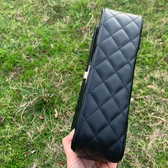 New Isabelle Vegan Leather Quilted Medium Black Shoulder Bag - Picture 11 of 12